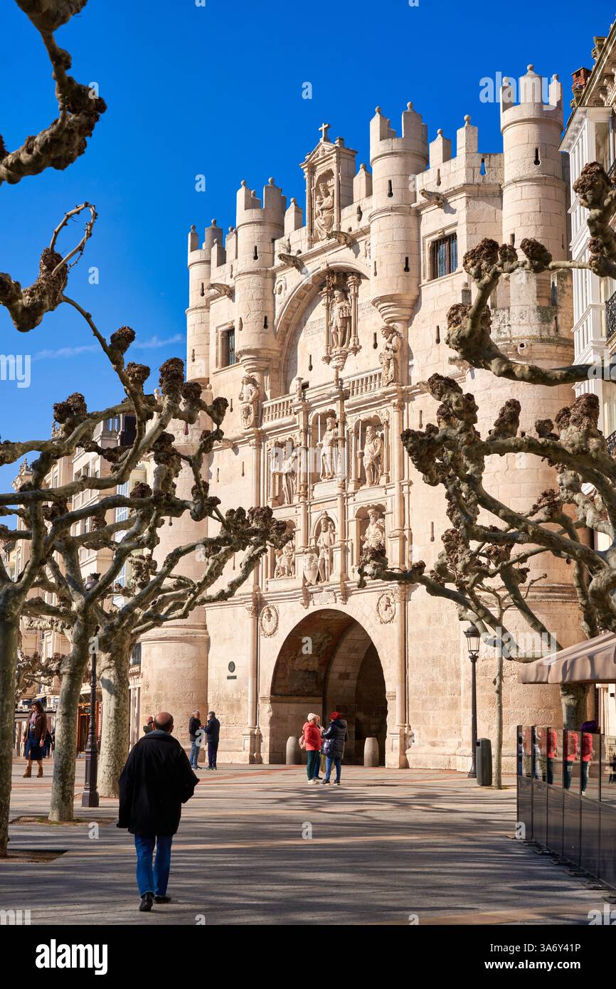 Arche de Santa Maria, Paseo del Espolón, Burgos, Castille-et-León, architecture médiévale, Espagne, Europe Banque D'Images