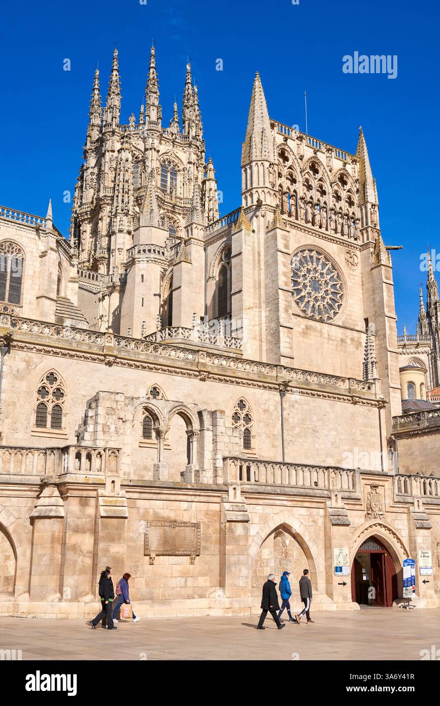 Plaza Rey San Fernando, Cathédrale de Santa María, gothique français, Burgos, Castille-et-León, Espagne, Europe Banque D'Images