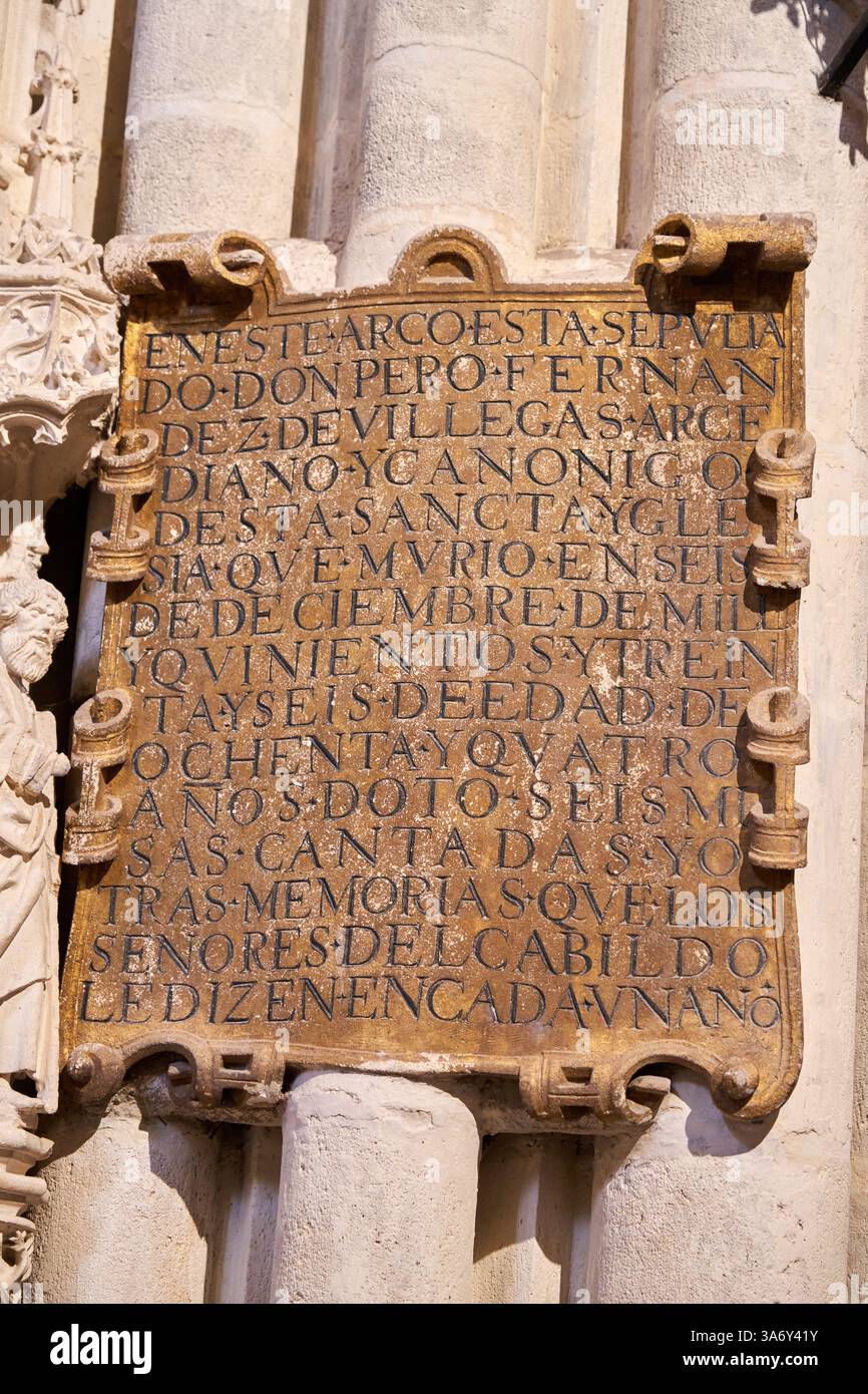 Tombeau de l'archidiacre Pedro Fernandez de Villegas, Simon de Colonia, 1510, Cathédrale de Santa María, gothique français, Burgos, Castille-et-León, Espagne, euro Banque D'Images
