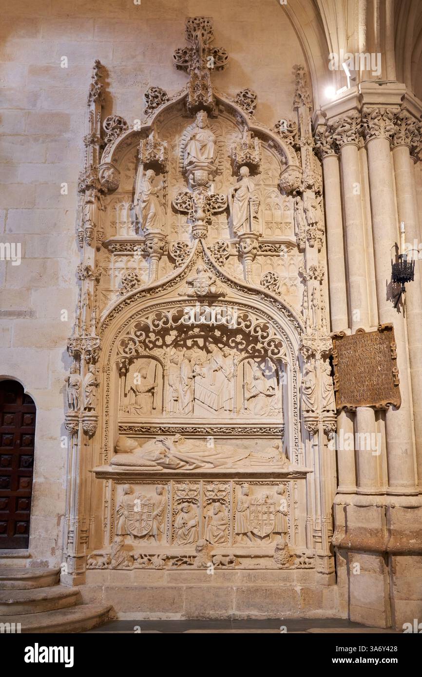 Tombeau de l'archidiacre Pedro Fernandez de Villegas, Simon de Colonia, 1510, Cathédrale de Santa María, gothique français, Burgos, Castille-et-León, Espagne, euro Banque D'Images