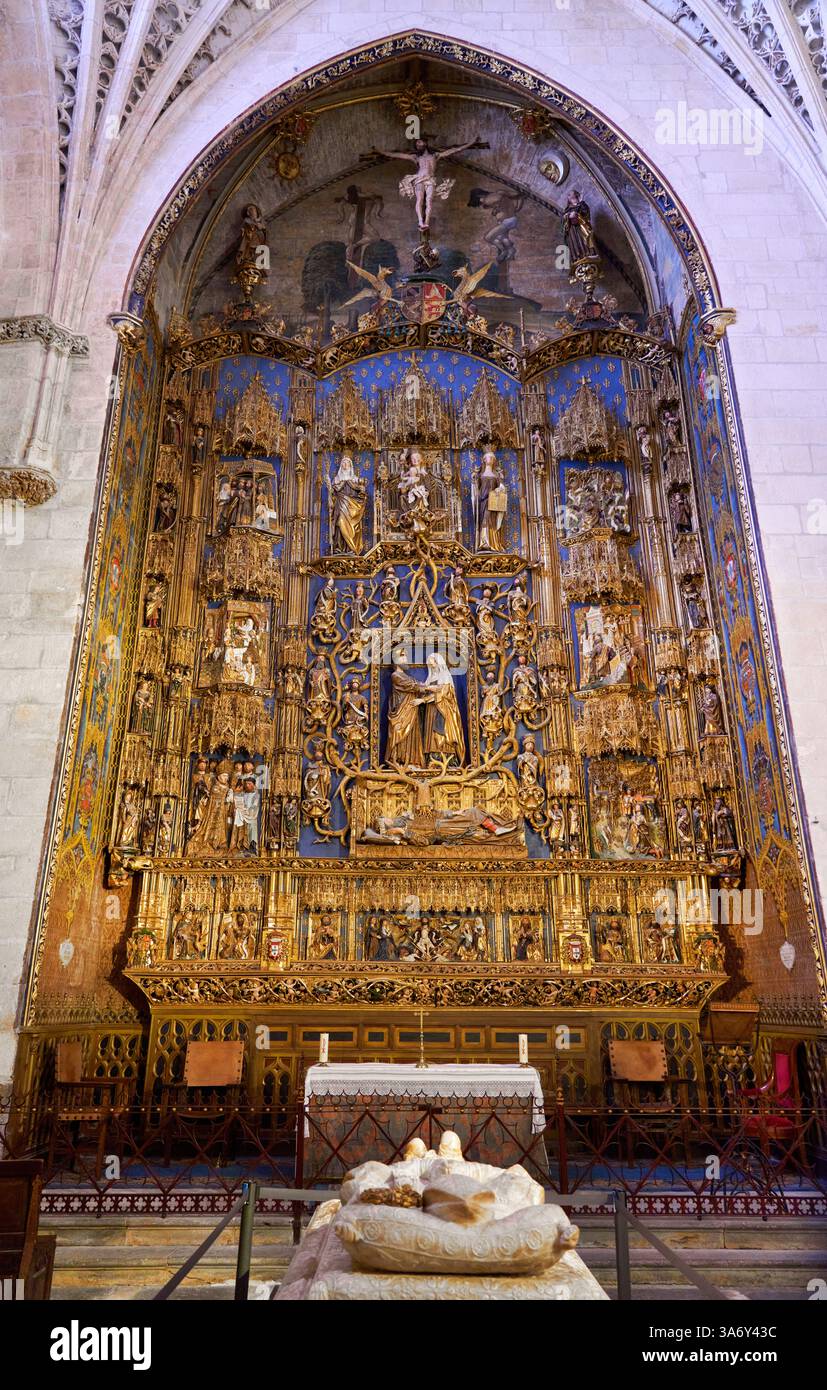 Retable principal et tombe, Gil de Siloé, Chapelle de Santa Ana ou de la conception, Juan y Simón de Colonia, 1477-1483, style gothique Isabelline, Cathédrale Banque D'Images