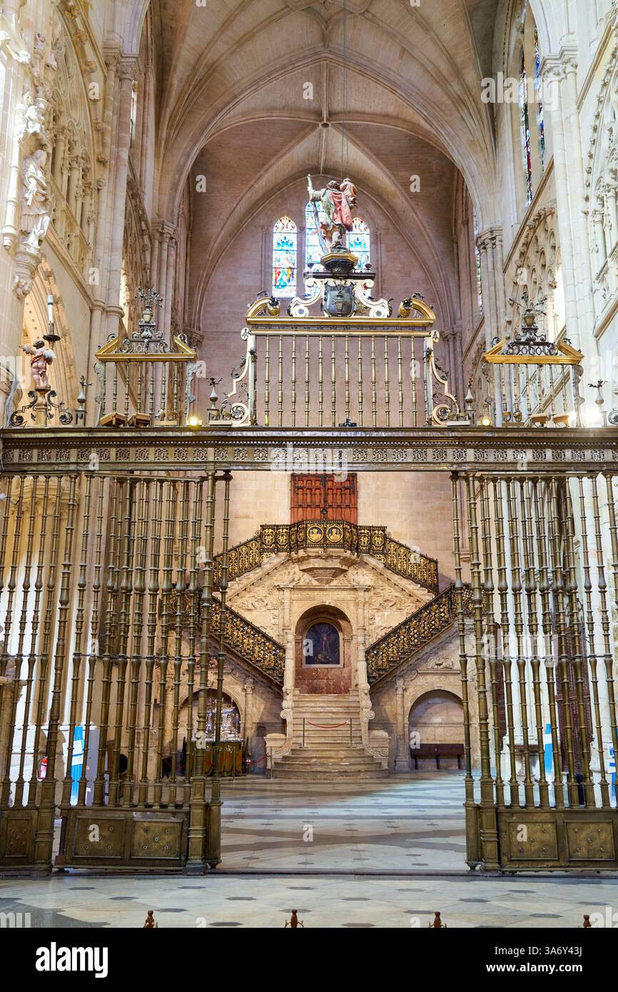 Clôture, Escalera Dorada, Diego de Siloé, Cathedral de Santa María, French Gothic, Burgos, Castille-et-León, Espagne, Europe Banque D'Images