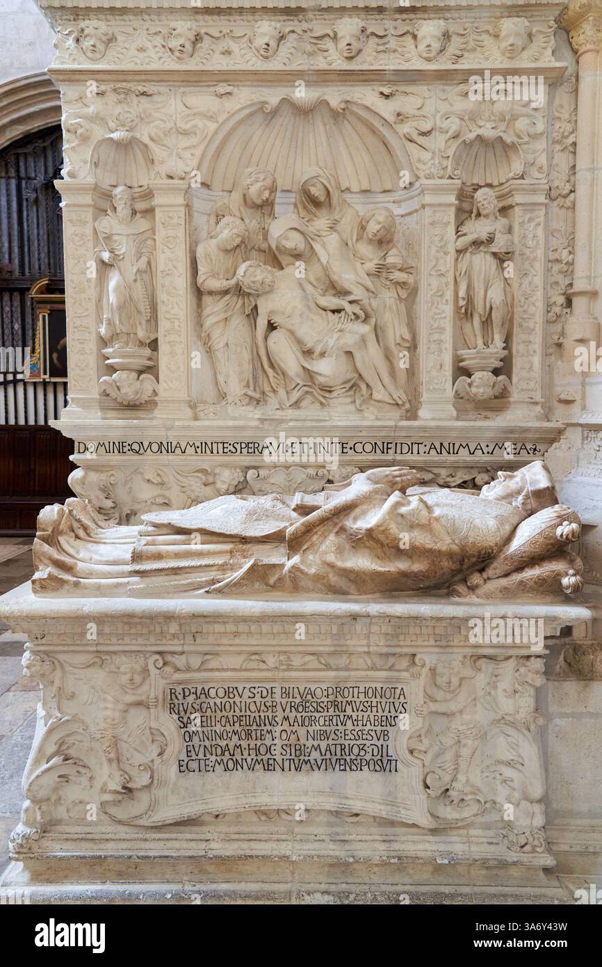 Gonzalo Díez de Lerma, tombeau sculpté en albâtre par Felipe de Vigarny, Chapelle de la présentation, Juan de Matienzo, 1519-1524, XVIe siècle, Cathédrale Banque D'Images