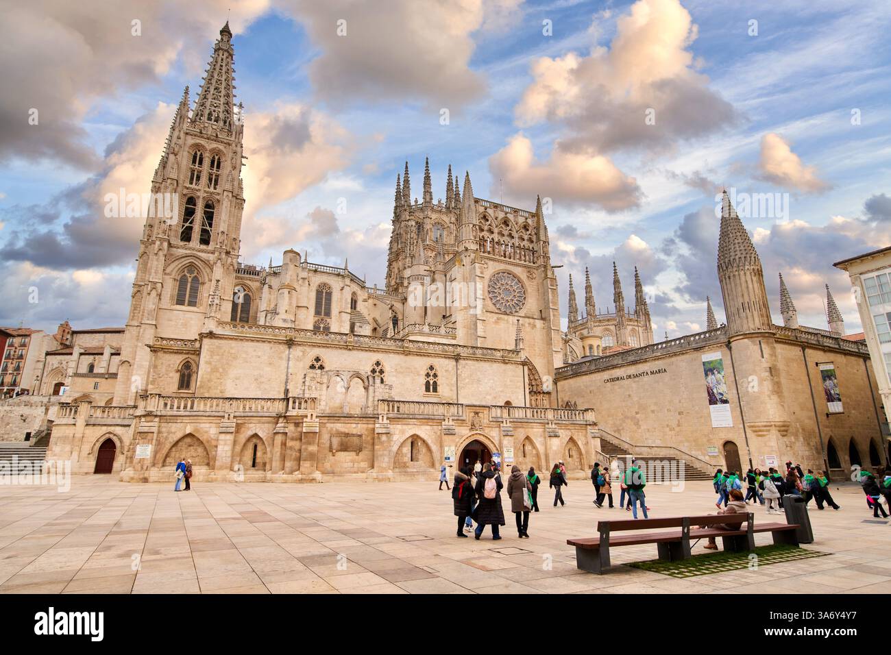 Plaza Rey San Fernando, Cathédrale de Santa María, gothique français, Burgos, Castille-et-León, Espagne, Europe Banque D'Images