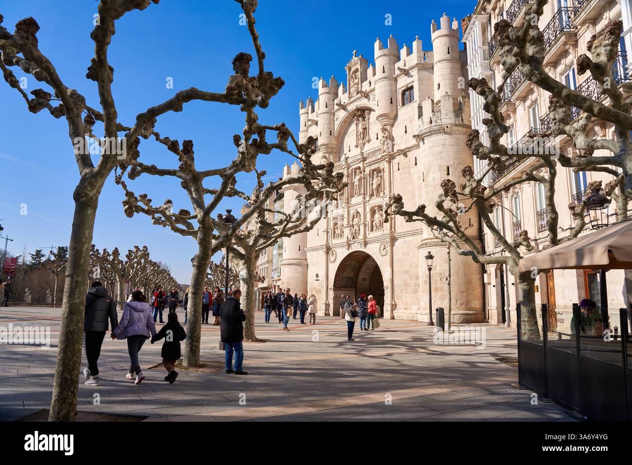 Arche de Santa Maria, Paseo del Espolón, Burgos, Castille-et-León, architecture médiévale, Espagne, Europe Banque D'Images