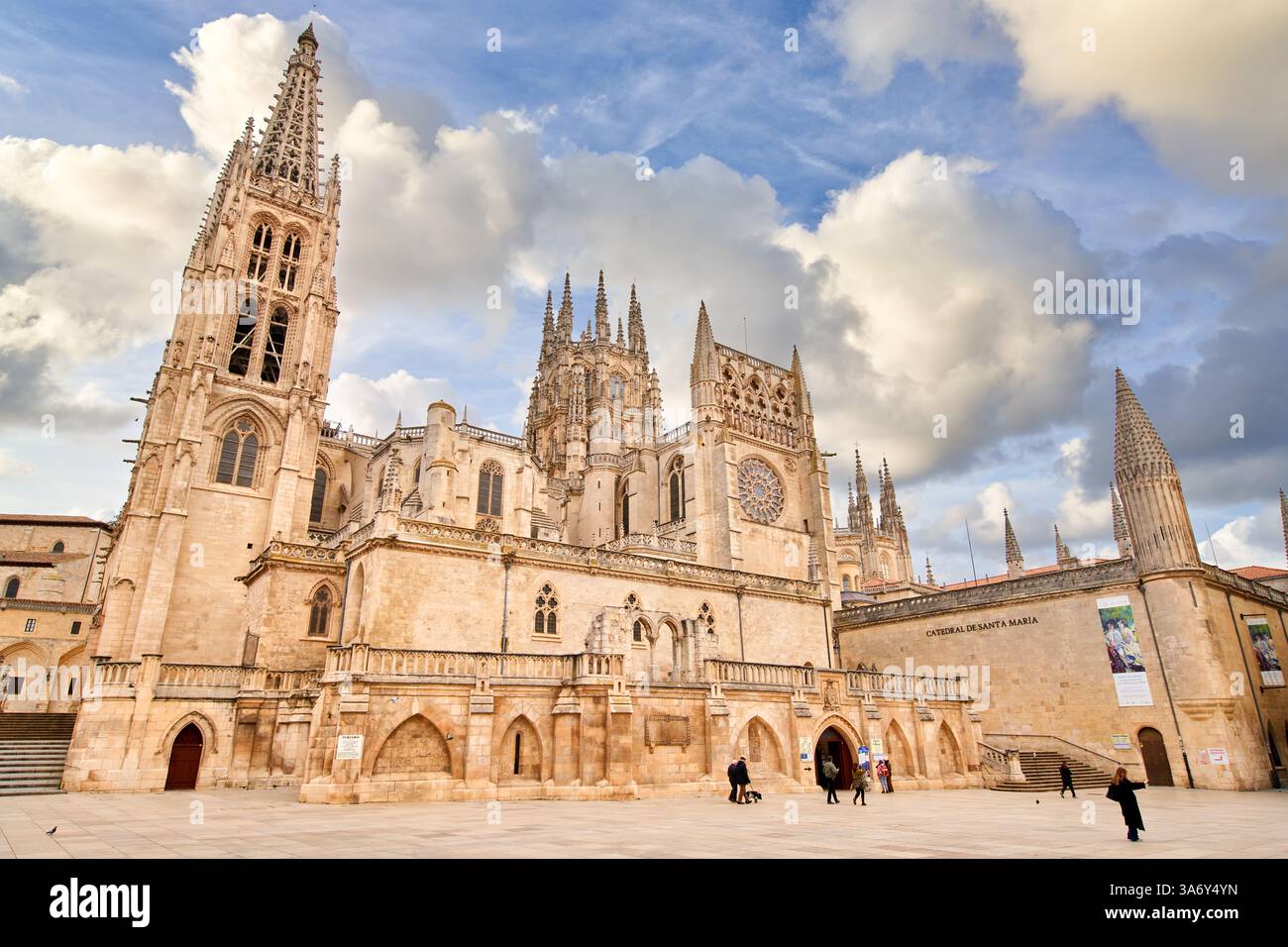 Plaza Rey San Fernando, Cathédrale de Santa María, gothique français, Burgos, Castille-et-León, Espagne, Europe Banque D'Images