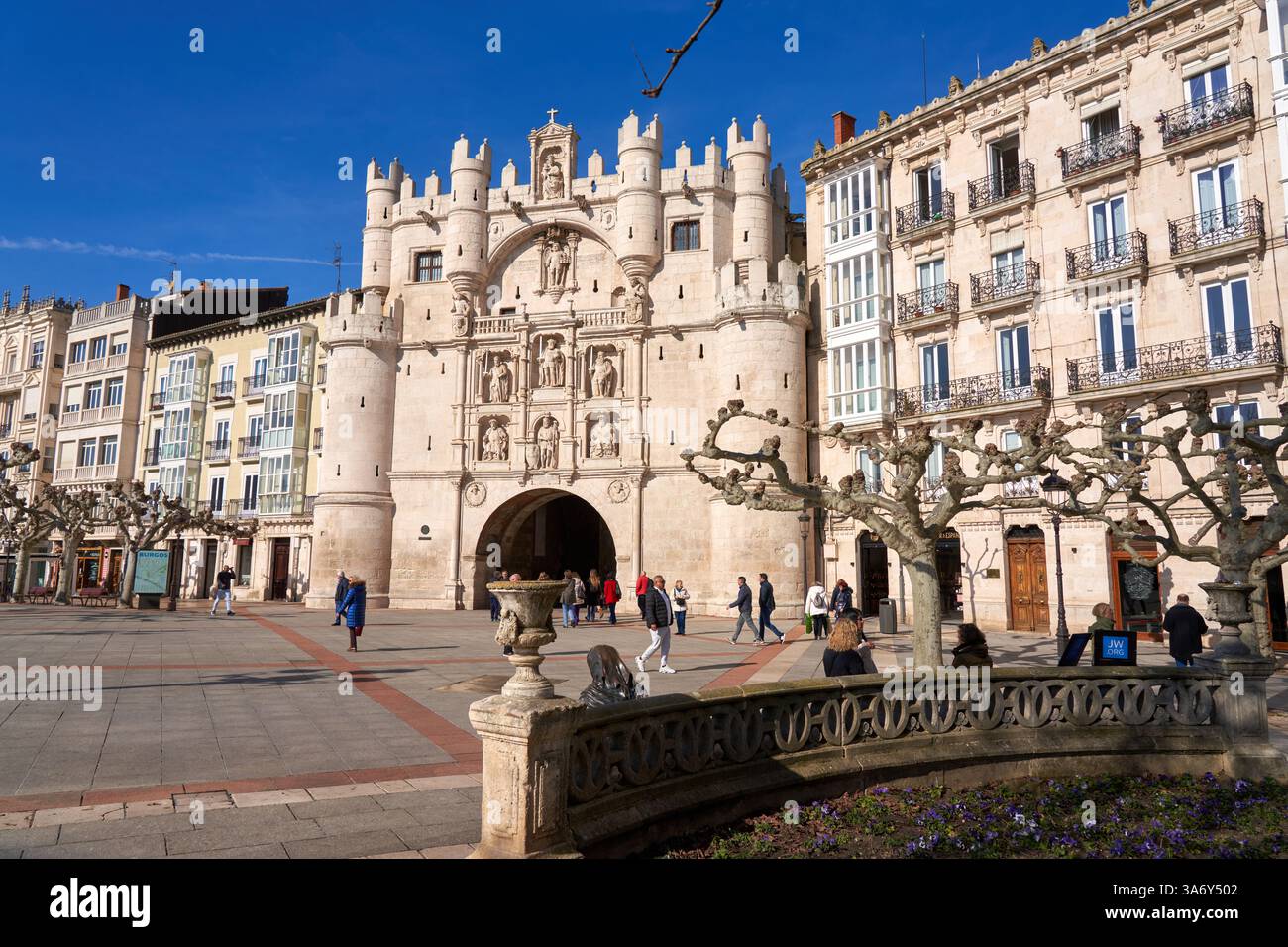 Arche de Santa Maria, Paseo del Espolón, Burgos, Castille-et-León, architecture médiévale, Espagne, Europe Banque D'Images