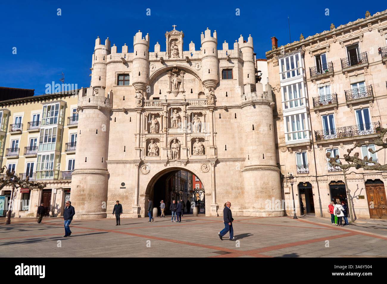 Arche de Santa Maria, Paseo del Espolón, Burgos, Castille-et-León, architecture médiévale, Espagne, Europe Banque D'Images