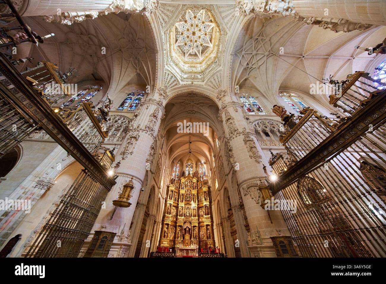 Retablo Mayor, 1562, Rodrigo y Martín de la Haya, Juan de Anchieta y Domingo de Bérriz, Cimborrio, 1540-1568, Juan de Vallejo y Francisco de Colonia, Banque D'Images