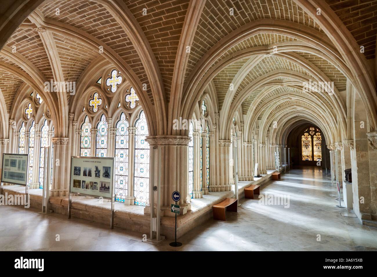 Cloître inférieur, Cathédrale de Santa María, gothique français, Burgos, Castille-et-León, Espagne, Europe Banque D'Images