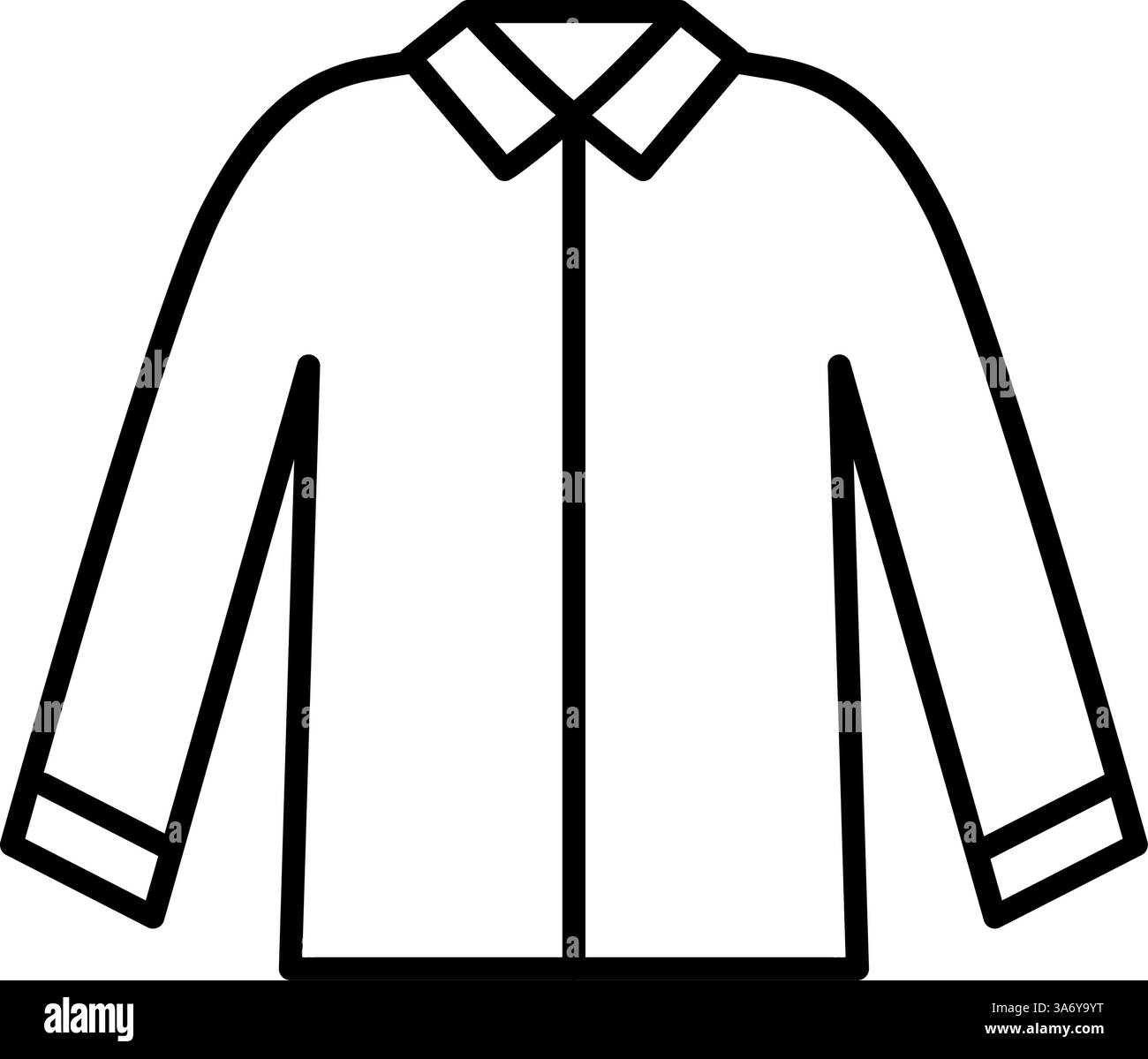 Vêtements de travail avec col, vêtements icône de dessin de ligne simple en noir et blanc, illustration vectorielle Illustration de Vecteur