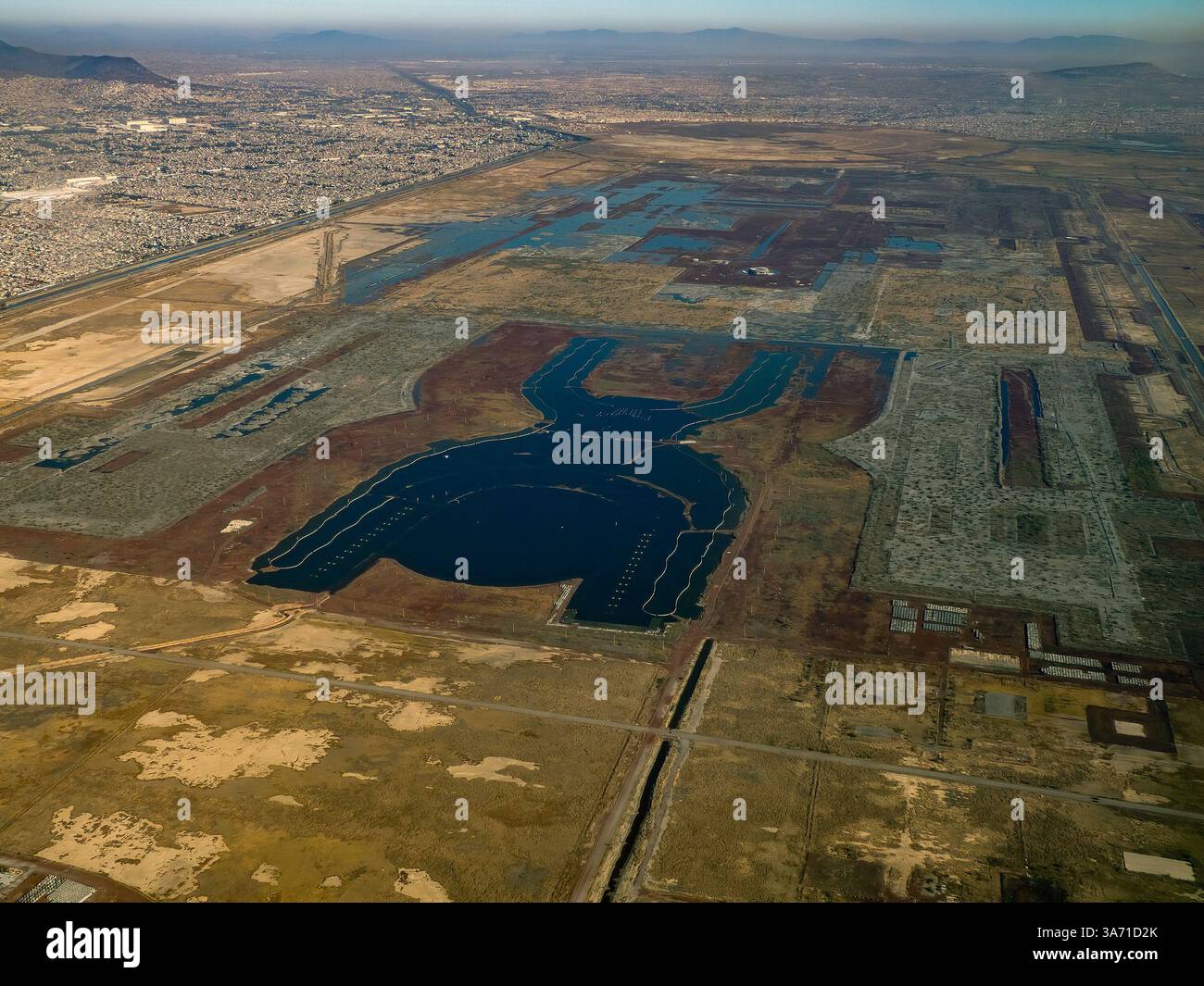 Le lac Texcoco mexico City aérien de l'avion Banque D'Images