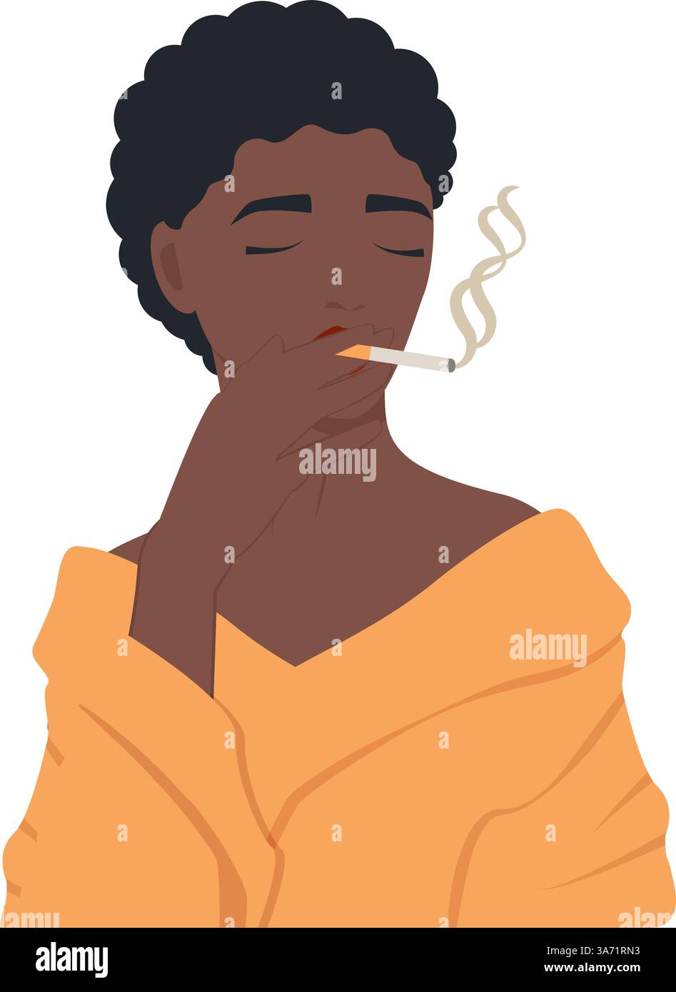 Illustration de dessin animé de femme fumante. Bannière de fumée de cigarette. Illustration vectorielle de bilan de santé. Le mois de la sensibilisation à la journée mondiale sans tabac. Problème d'oncologie Illustration de Vecteur