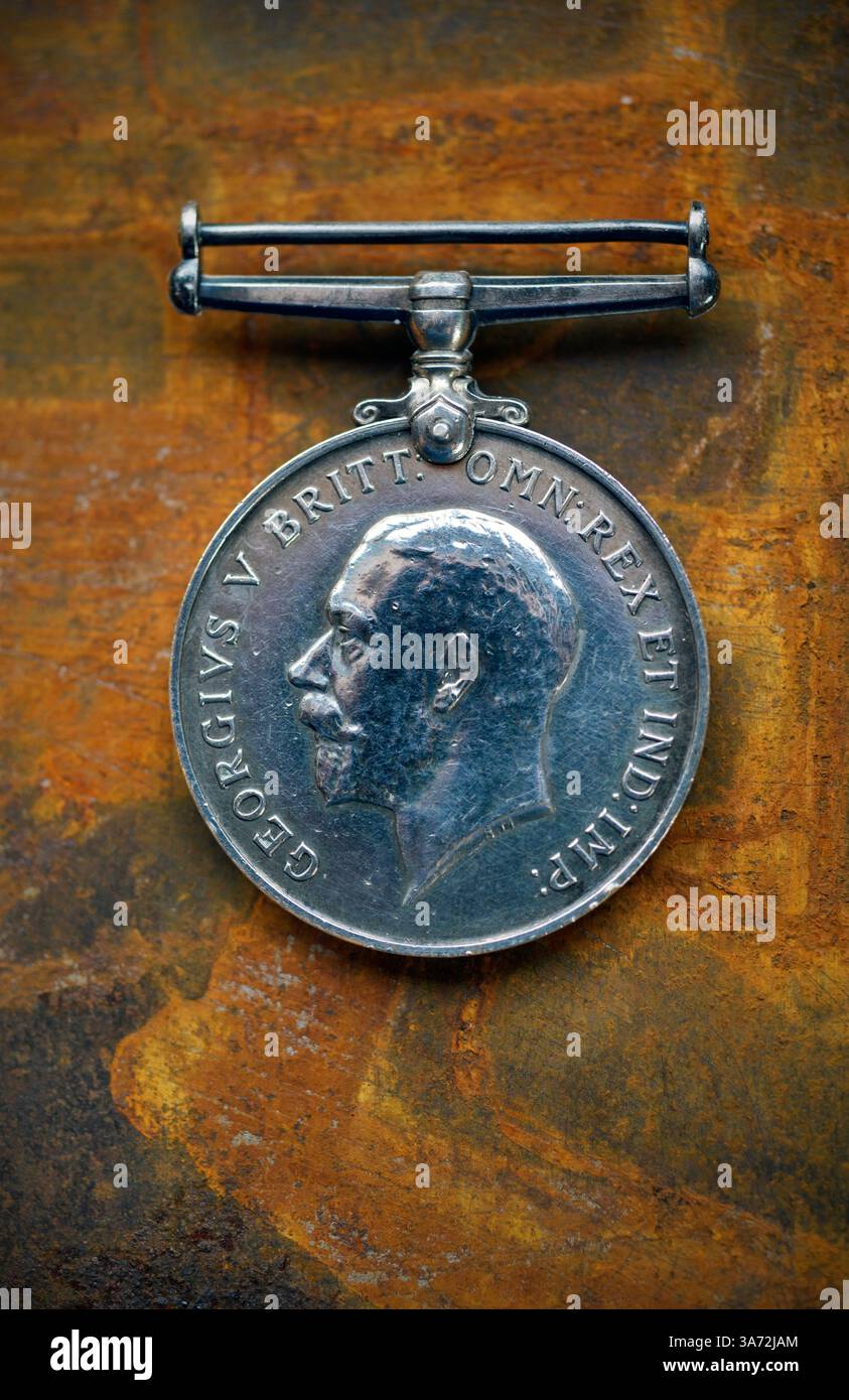 World War One médaille de guerre militaire britannique roi george V. Banque D'Images