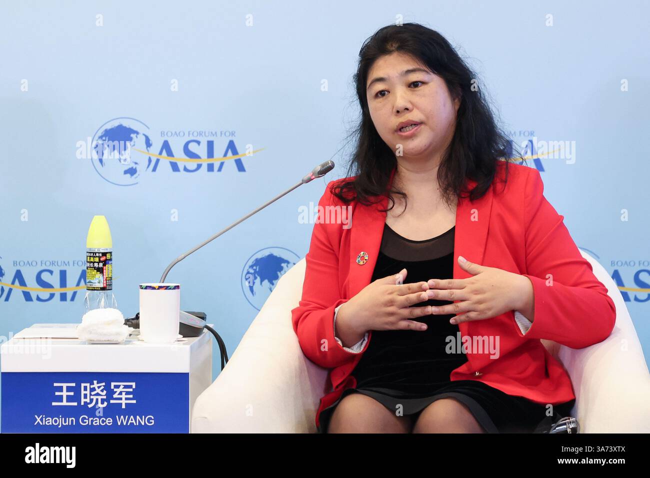 Boao, province chinoise de Hainan. 26 mars 2025. Le Directeur du Fonds fiduciaire du Bureau des Nations Unies pour la coopération Sud-Sud, Wang Xiaojun, prend la parole lors d'une table ronde sur le thème "le Sud mondial : progresser ensemble vers la modernisation" lors de la Conférence annuelle 2025 du Forum de Boao pour l'Asie (BFA) à Boao, dans la province de Hainan, dans le sud de la Chine, le 26 mars 2025. Crédit : Zhang Liyun/Xinhua/Alamy Live News Banque D'Images