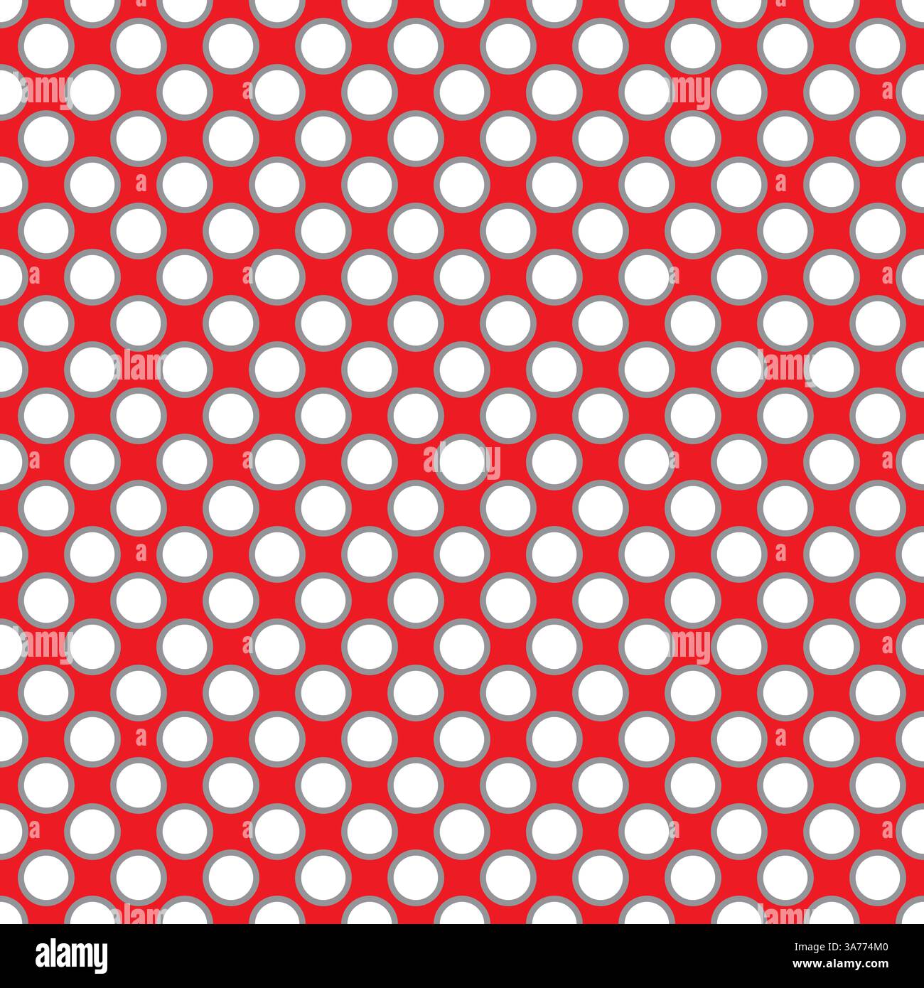 Motif de points blancs vectoriels sans couture avec bordure grise sur fond rouge Illustration de Vecteur