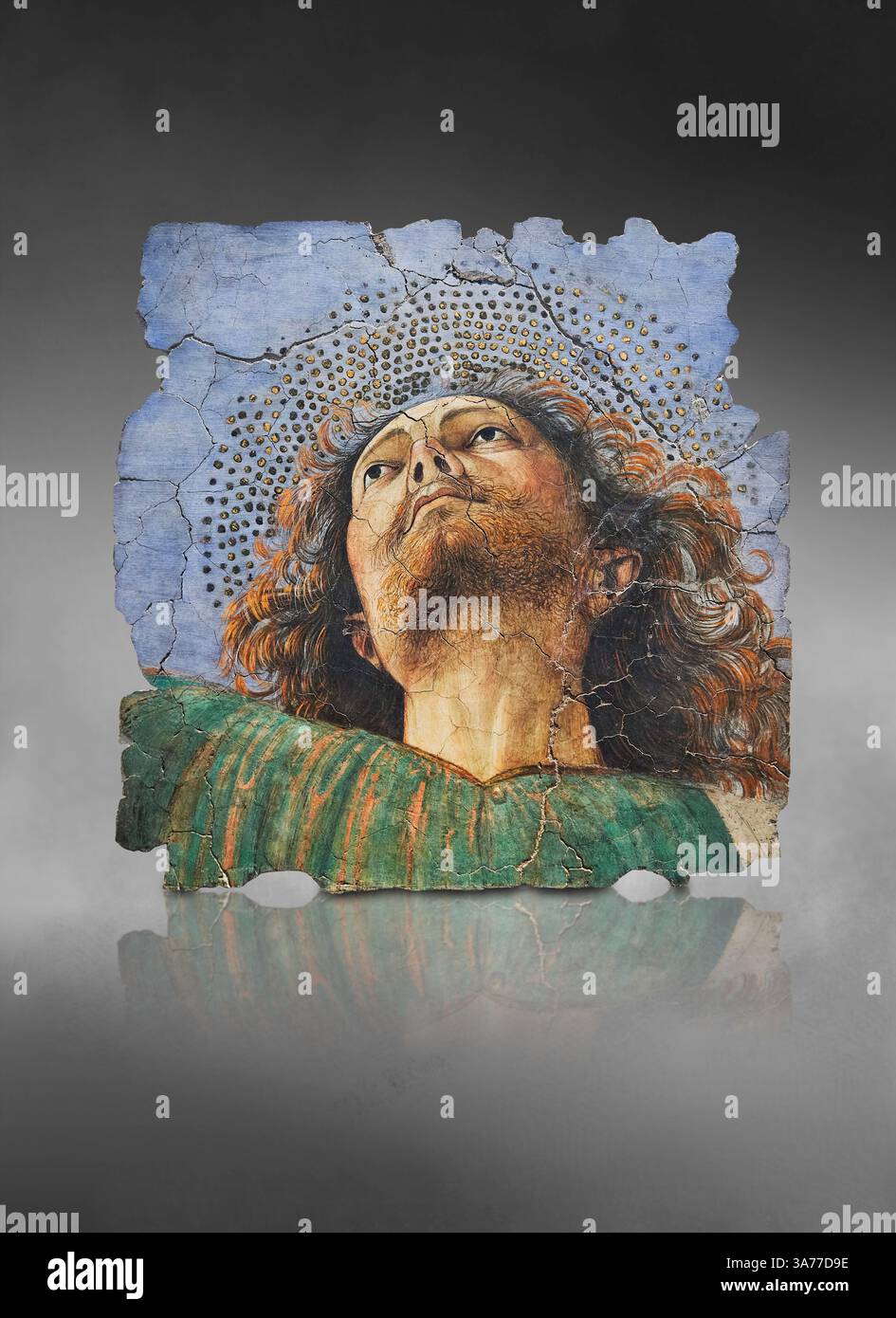 Fragment d'une fresque de plafond d'abside Renaissance représentant un apôtre vu d'en bas. Retiré de la Basilique Santi Apostoli. Musées du Vatican Banque D'Images