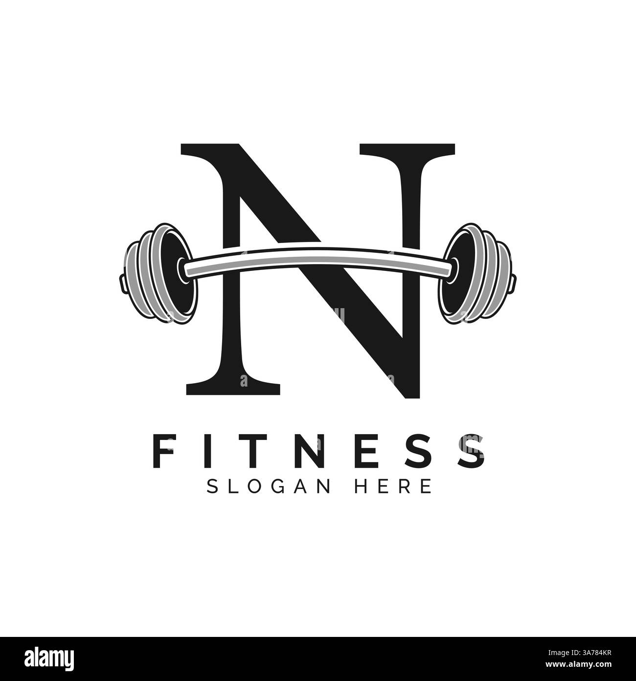 Logo lettre N Gym. Icône de symbole barre alphabet N. Illustration de Vecteur