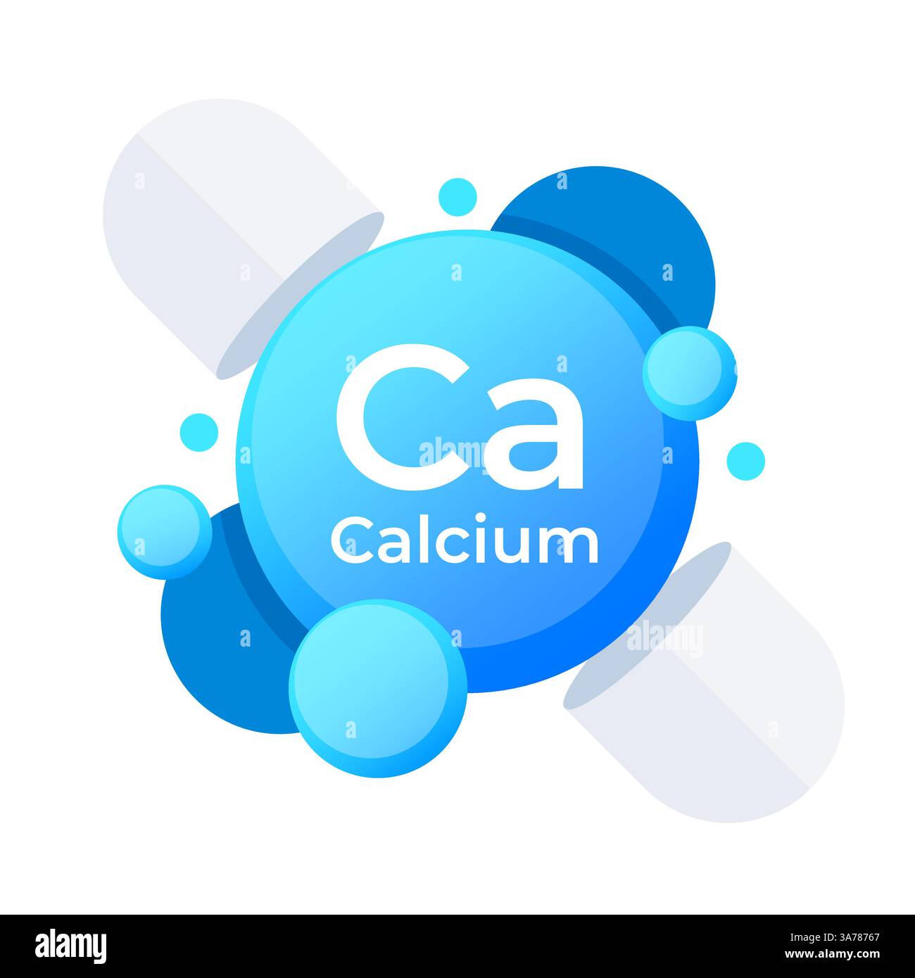 Concept de supplément de calcium avec pilule et symbole CA élémentaire dans un design moderne et propre Illustration de Vecteur