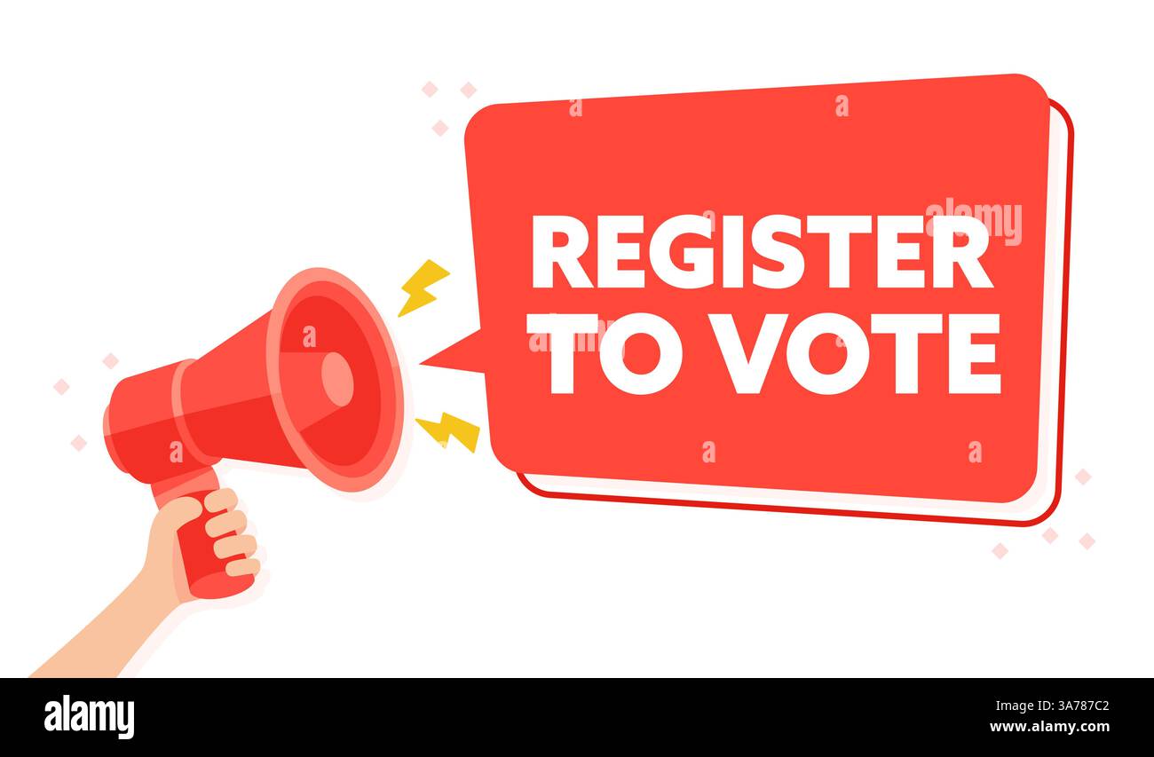 Campagne électorale illustration vectorielle encourageant l'inscription des électeurs avec Megaphone Illustration de Vecteur
