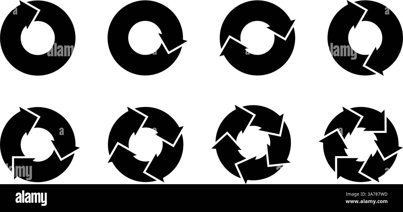Flèches circulaires pour les infographies. Effectuez un cycle du graphique circulaire avec les étapes. Ensemble de vecteurs isolé sur fond blanc. Illustration de Vecteur