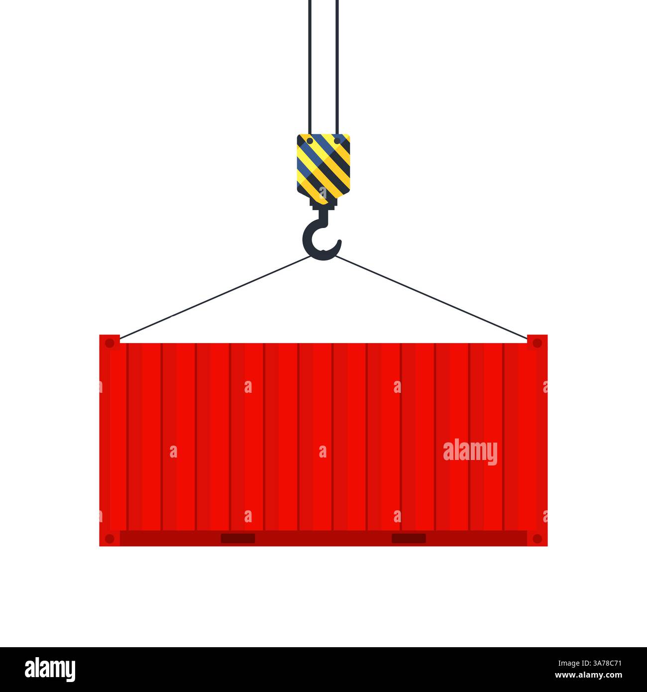 Conteneur suspendu à un crochet de grue. Grue bâbord. Livraison dans le monde entier. Illustration vectorielle Illustration de Vecteur