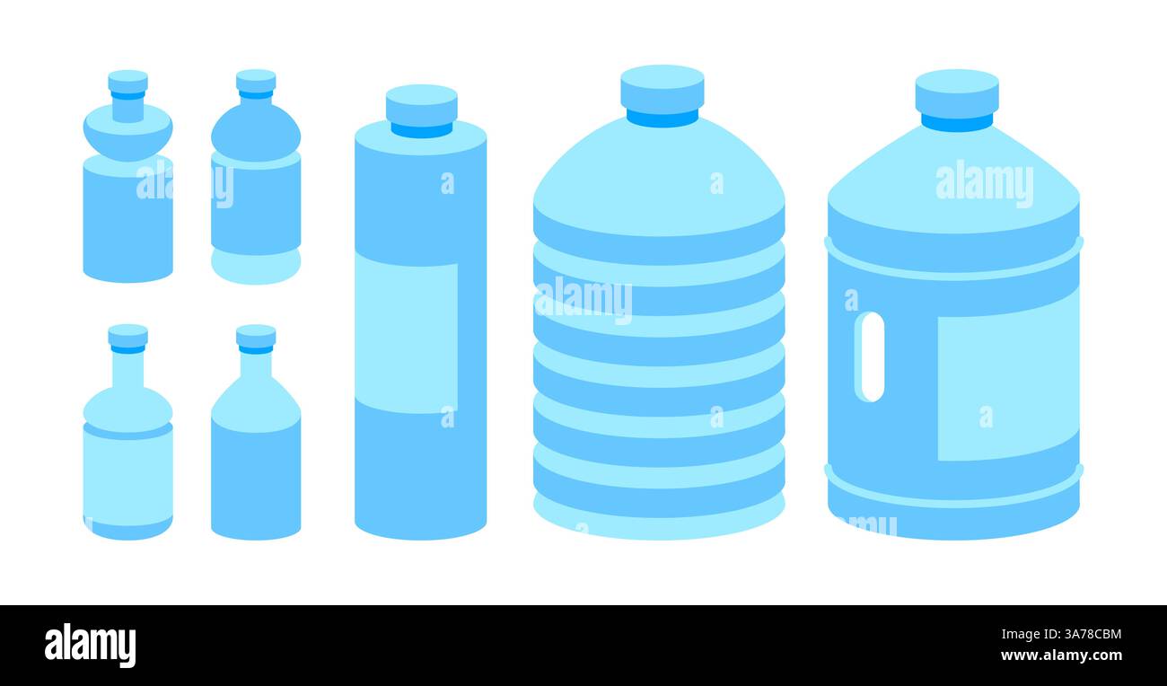 Bouteille d'eau. Bouteilles en plastique vides. Bouteille PET. Liquides recyclables et faciles à stocker Illustration de Vecteur