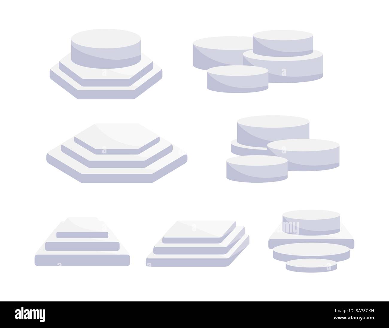 Placez la scène blanche du podium du produit vierge isolée sur fond blanc Illustration de Vecteur