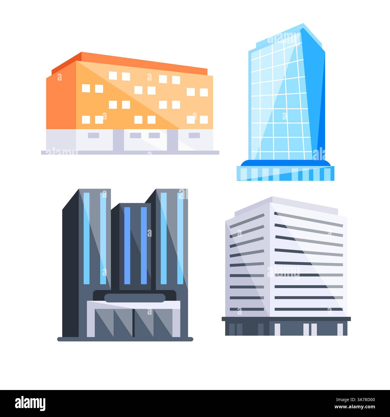 Immeuble urbain à bureaux. Gratte-ciel plats. Immeubles d'appartements. Paysage urbain avec gratte-ciel Illustration de Vecteur