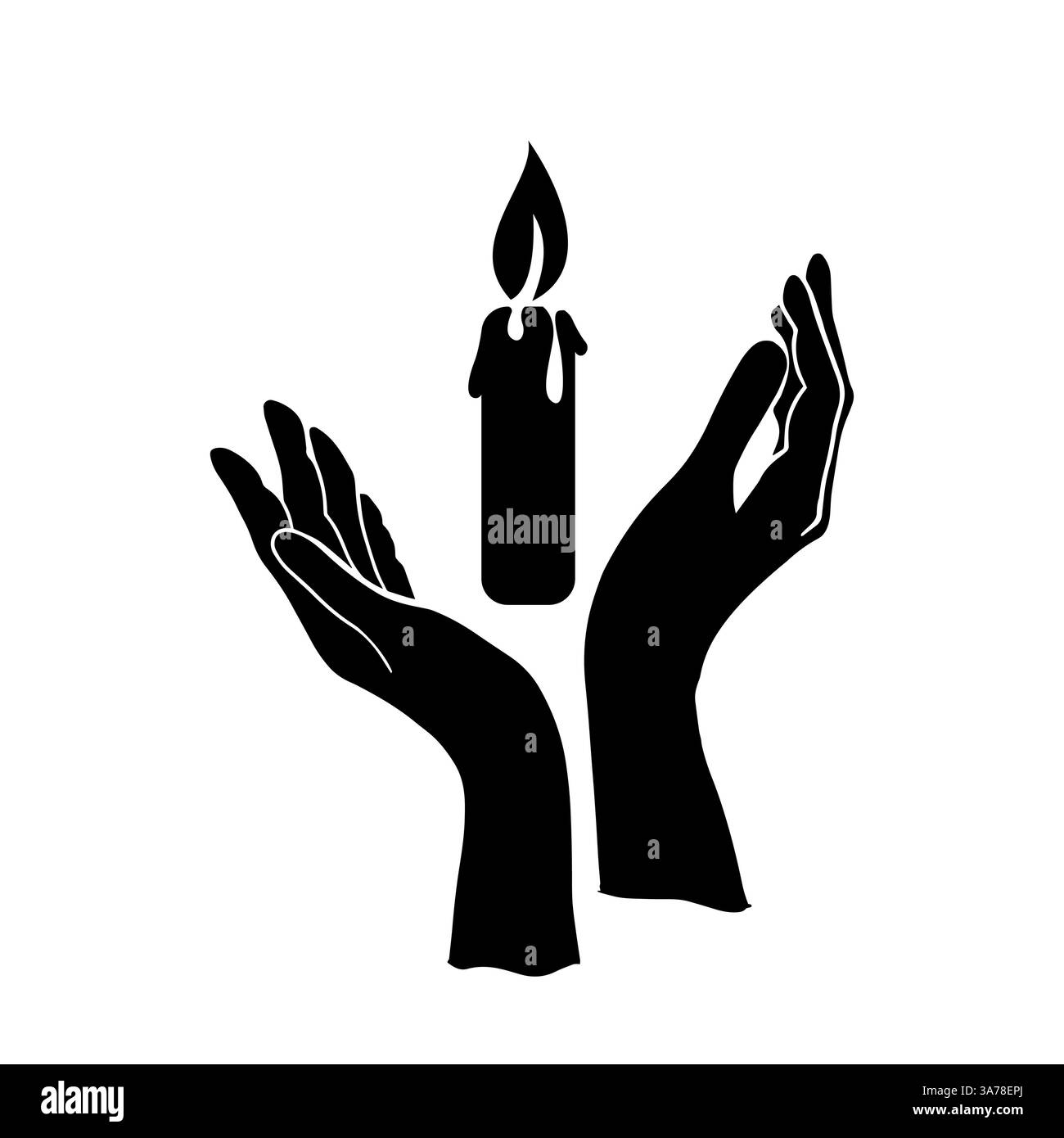 Bougie dans les mains prière. Un symbole religieux de foi en Dieu. dessiné à la main. Pas ai, illustration vectorielle Illustration de Vecteur