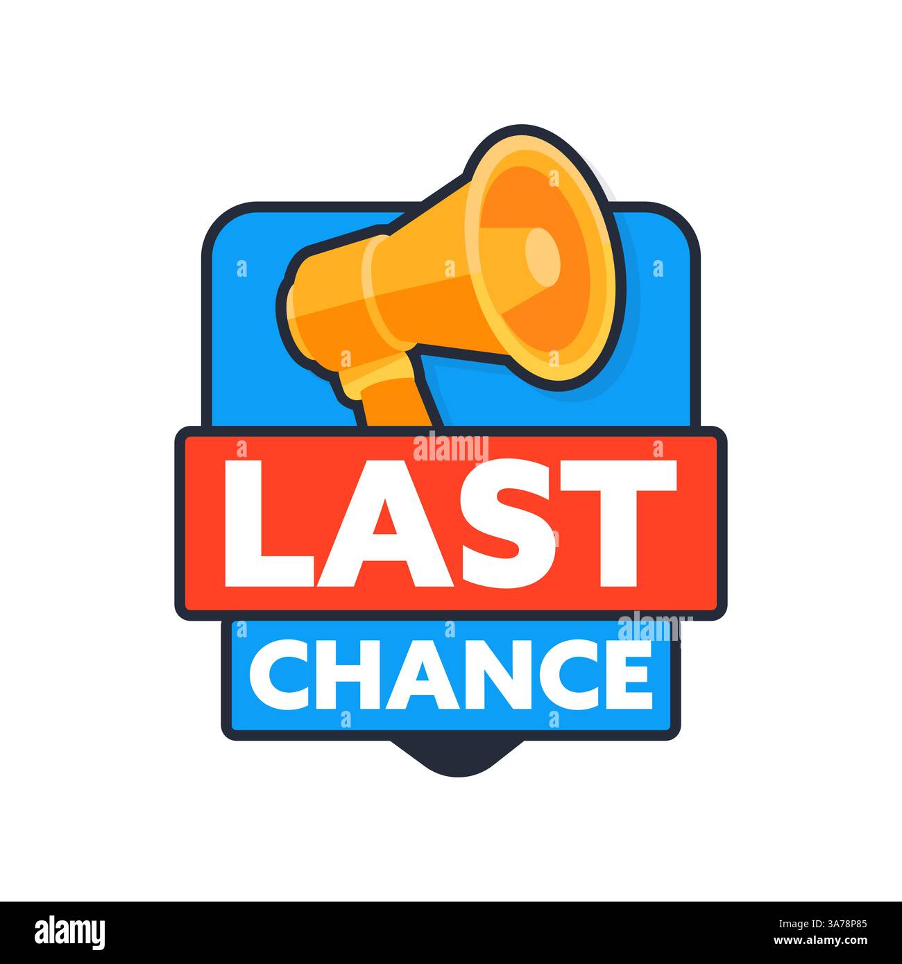 Message publicitaire de dernière chance avec mégaphone annonçant la vente ou l'offre finale Illustration de Vecteur