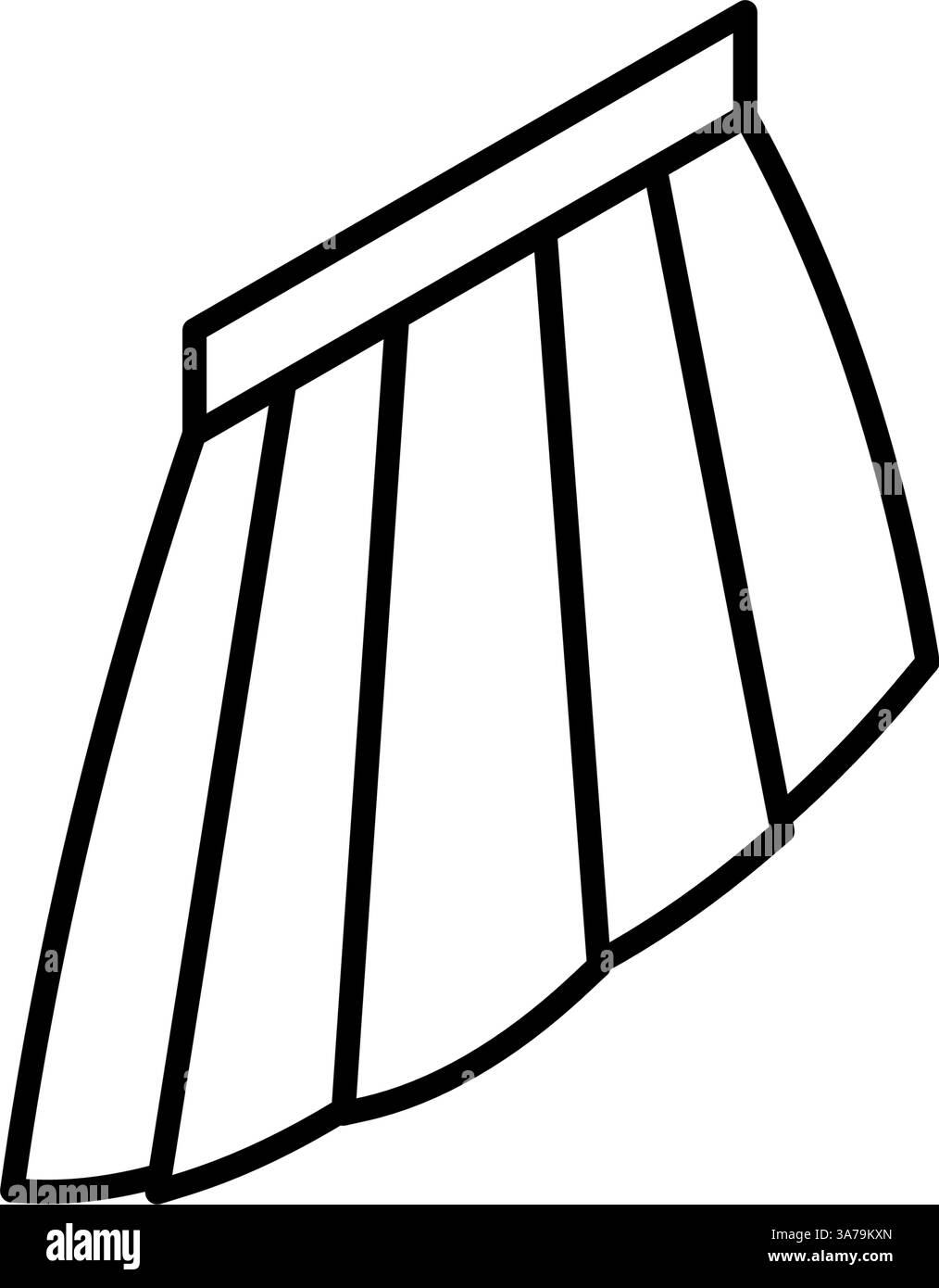 Jupe plissée pour femmes, icône de dessin de ligne isométrique simple en noir et blanc, illustration vectorielle Illustration de Vecteur