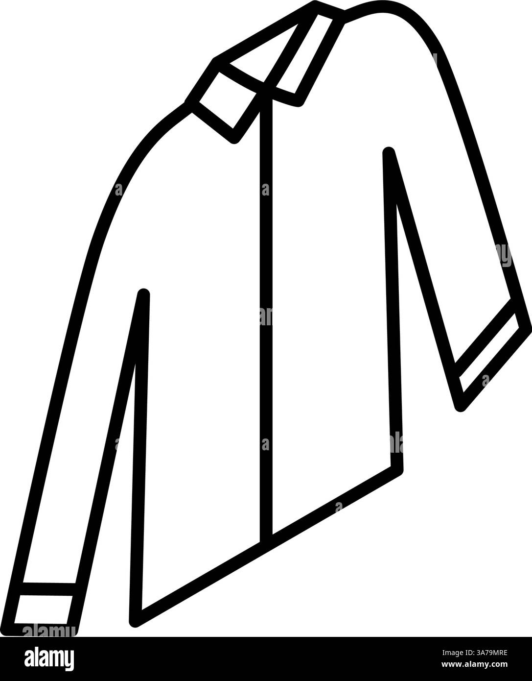 Vêtements de travail avec col, vêtements icône de dessin de ligne isométrique simple en noir et blanc, illustration vectorielle Illustration de Vecteur