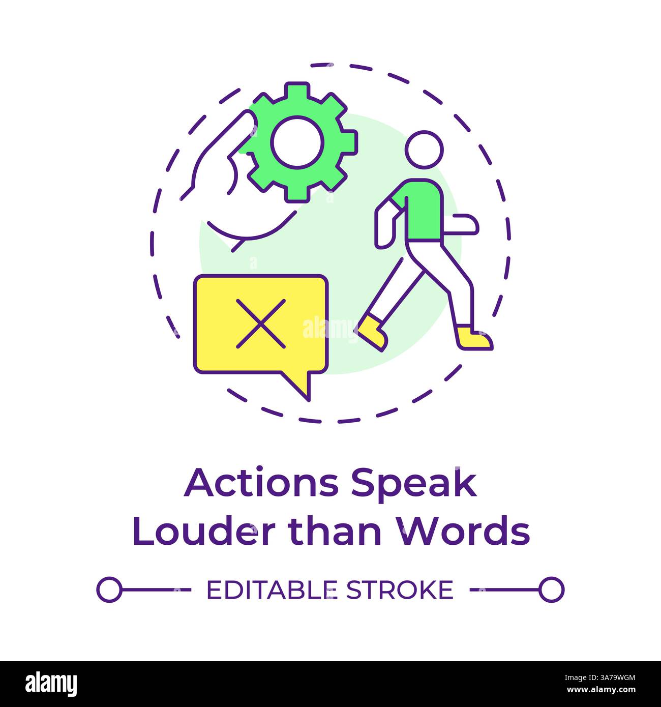 Les actions parlent plus fort que les mots icône de concept multicolore Illustration de Vecteur