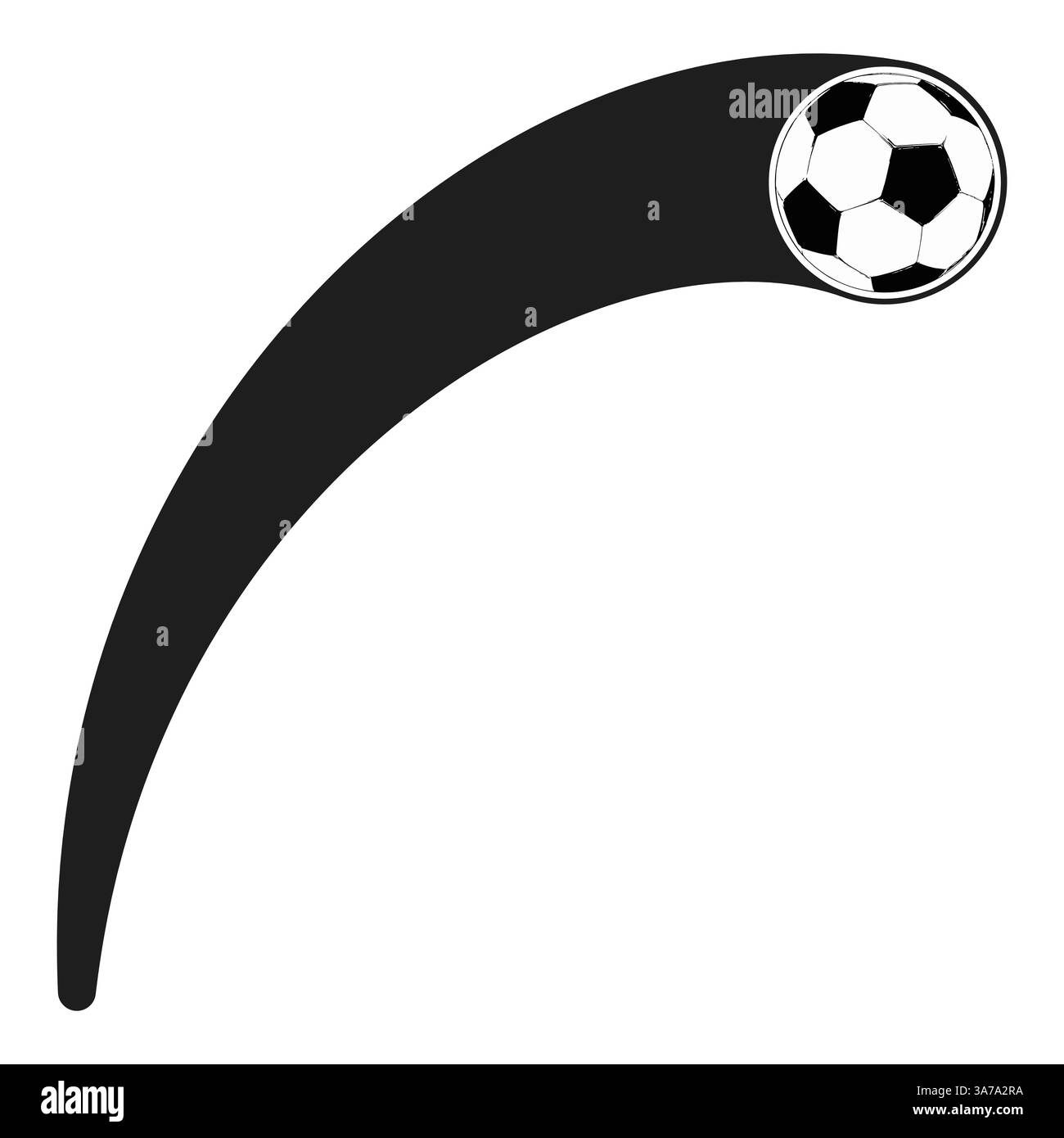 Ballon de football volant incurvé, icône avec effet Dynamic Motion Trail Illustration de Vecteur