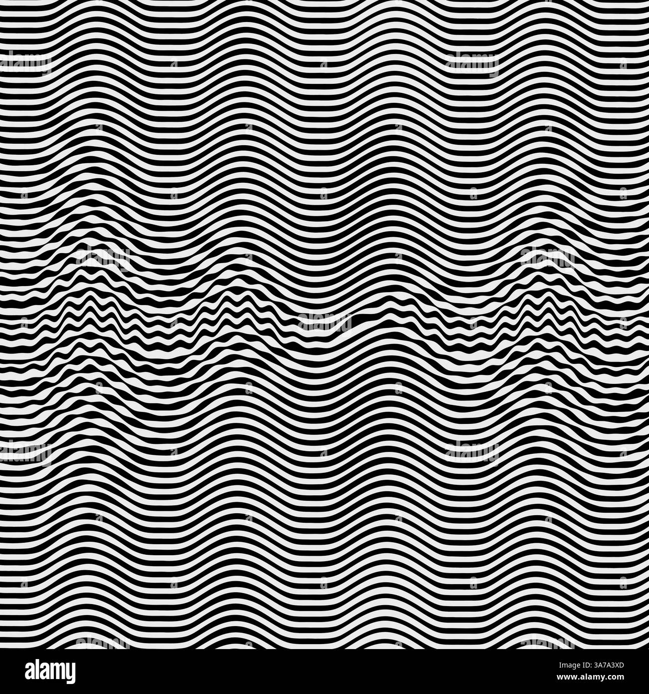 Noir et blanc à rayures résumé arrière-plan. L'art optique illustration 3D de vecteur. Illustration de Vecteur