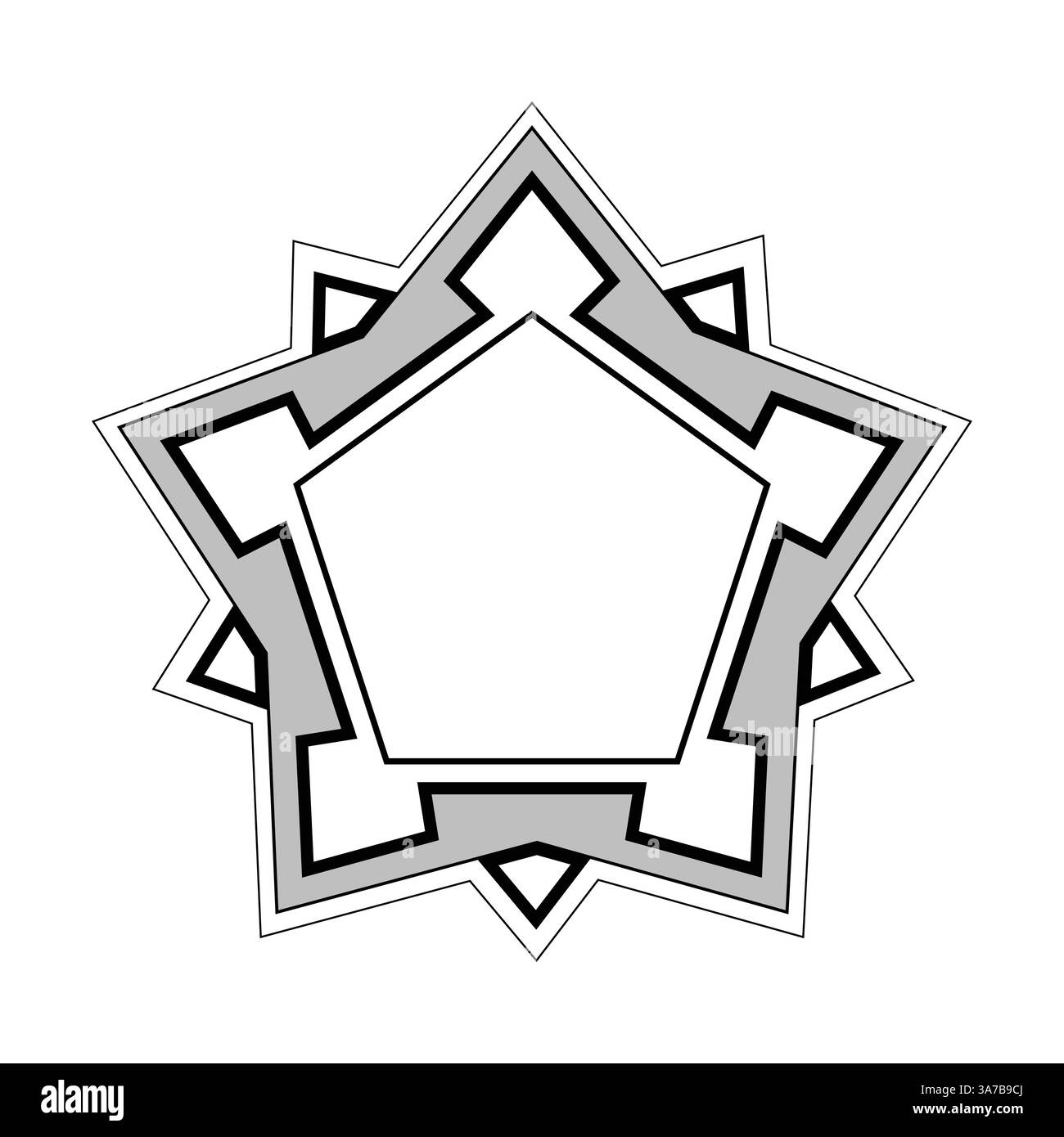 Plan de forteresse du bastion. Structure des murs de fort avec ravelins et fortifications. Conception de schéma plat, Vect, ou illustration. Illustration de Vecteur