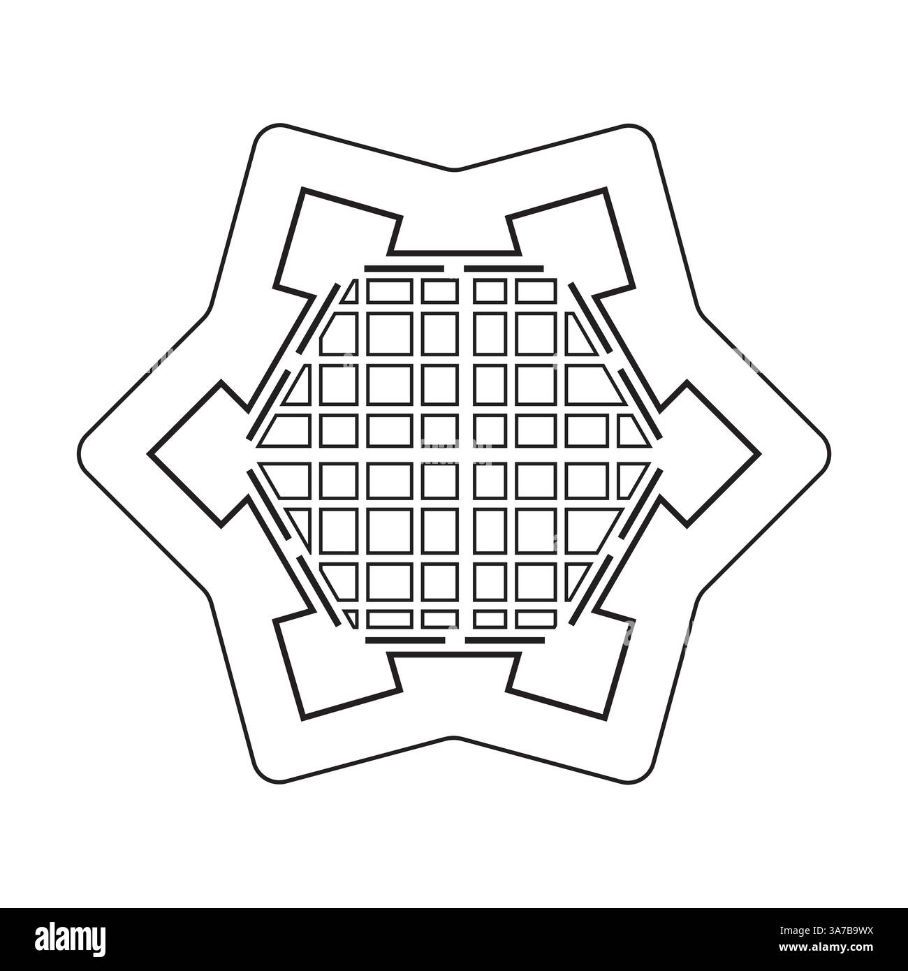 Plan de forteresse du bastion de la ville. Structure des murs de fort avec ravelins et fortifications. Conception de schéma plat, Vect, ou illustration. Illustration de Vecteur