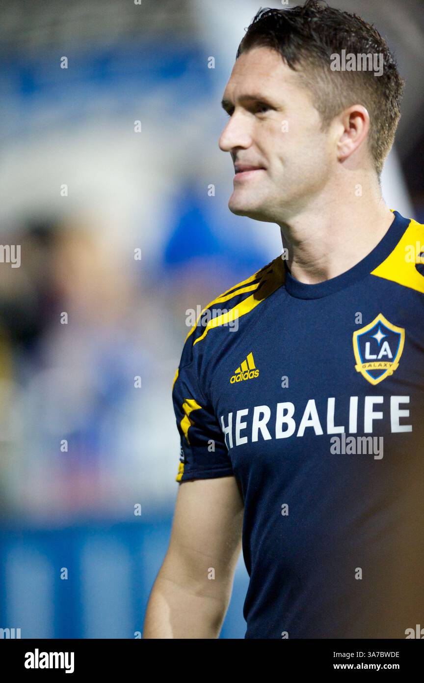 7 novembre 2012 - Santa Clara, Californie, États-Unis - L'attaquant du Galaxy Robbie Keane (7) se réchauffe avant la deuxième manche de la demi-finale de la Conférence occidentale de la MLS entre les tremblements de terre de San Jose et la Galaxy au stade Buck Shaw de Santa Clara, CA. Le Galaxy a remporté 3-1 et s'est avancé à la finale de la Conférence occidentale. (Crédit image : © Matt Cohen/ZUMAPRESS.com) Banque D'Images