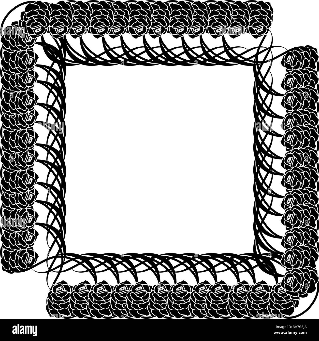 Cadre noir avec des roses. Illustration de Vecteur