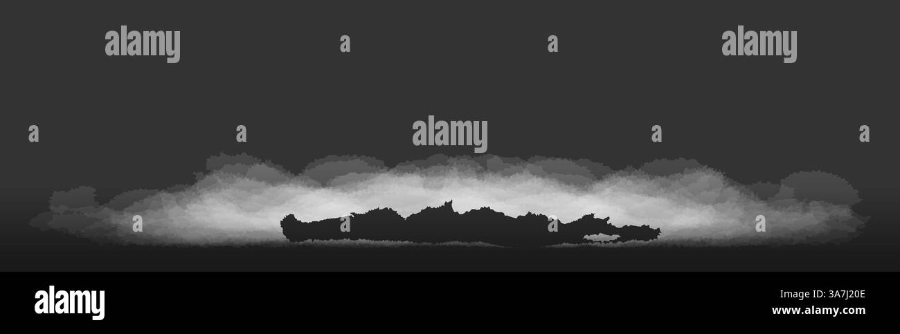 Brouillard, fumée ou nuages de smog blanc sur le sol. Brouillard matinal couvrant la surface du sol ou de l'eau en vue en perspective. Cercle de vapeur isolé à la discothèque, Haze magique ou évaporation naturelle effet 3D réaliste Illustration de Vecteur