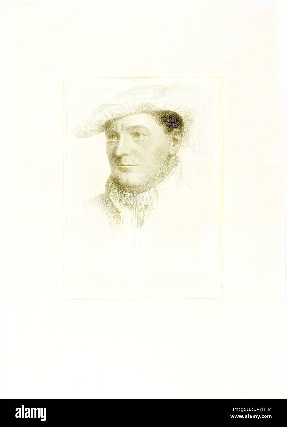 Portrait d'un gentleman d'une époque antérieure, vêtu d'une tenue d'époque avec un chapeau distinctif, présentant une expression réfléchie. L'œuvre capture un sentiment d'intrigue et d'importance historique., Art classique avec une touche moderne réinventé par Artotop, Sir Thomas Parry, 12 mai 1793, Francesco Bartolozzi (italien, 1727-1815), d'après Hans Holbein le jeune (allemand, 1497-1543), Italie, gravure Stipple sur papier tissé crème Banque D'Images