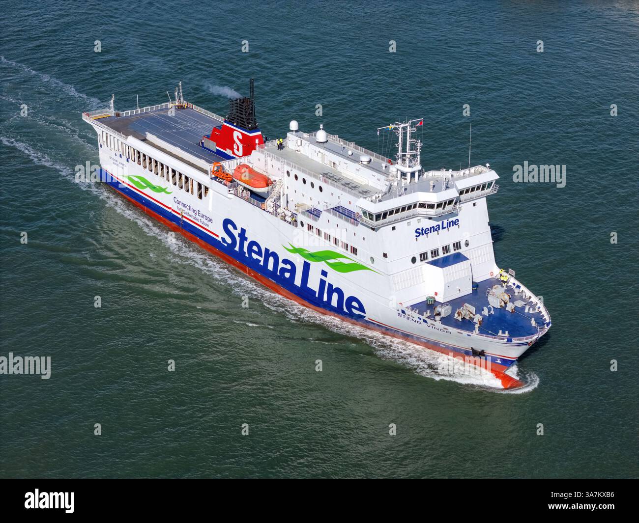 Stena Vinga, un ferry transmanche Stena Line affrété par DFDS pour assurer le service Portsmouth-Jersey - mars 2025. Banque D'Images