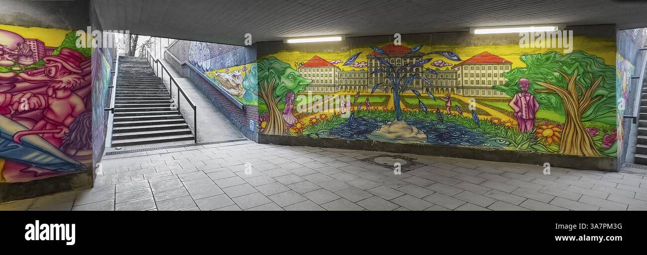 Projet artistique de Martin Blumoehr, métro piétonnier Niwenhaus, Dom-Pedro-Strasse, Munich, Bavière, Allemagne, Europe Banque D'Images