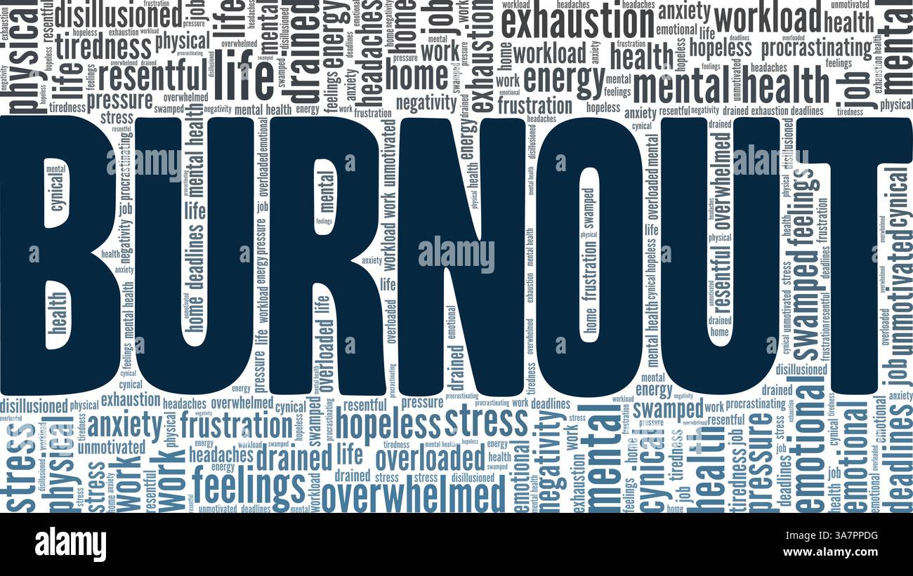 Nuage de mots d'illustration vectorielle Burnout isolé sur fond blanc. Illustration de Vecteur