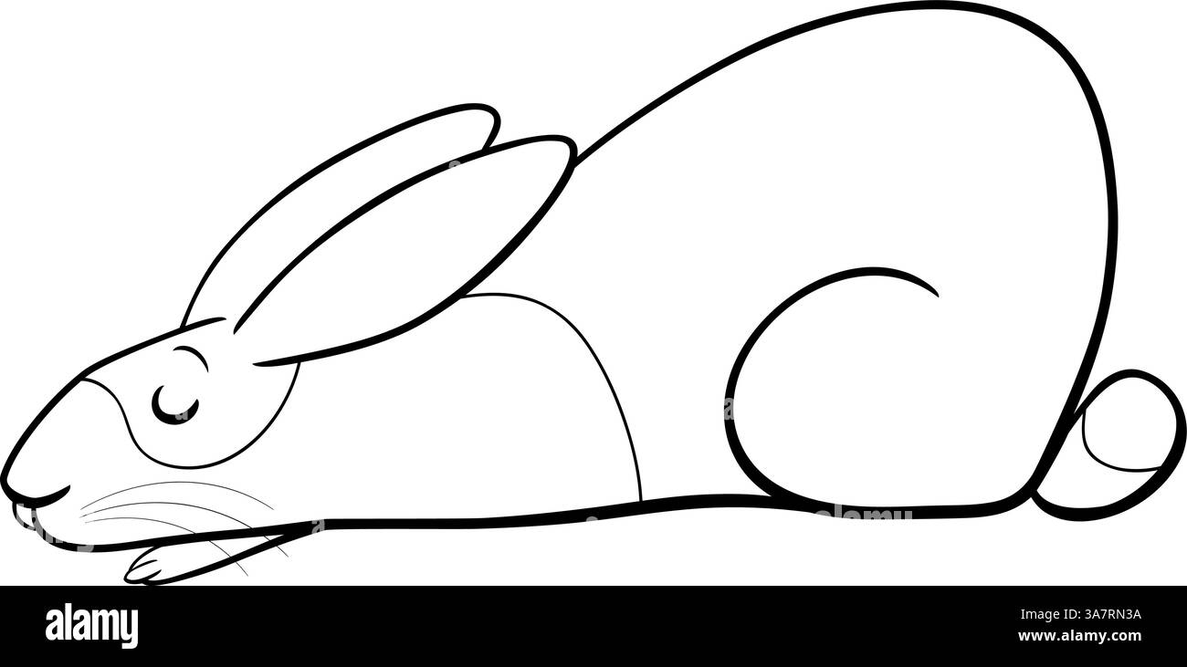 Illustration de bande dessinée de drôle de mensonge miniature animal personnage dormant de la page de coloriage Illustration de Vecteur