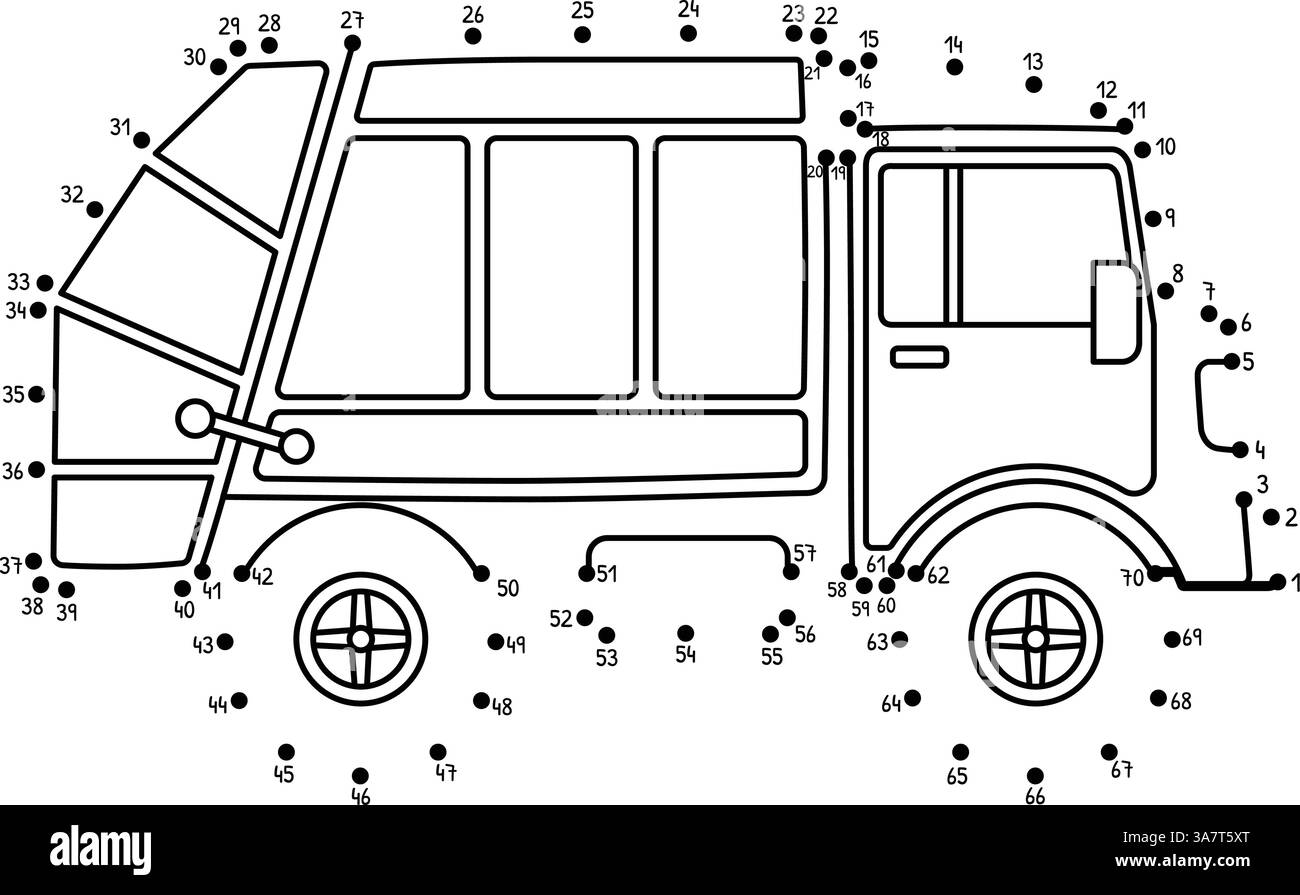 Couleur isolée pour camion à ordures point à point Illustration de Vecteur