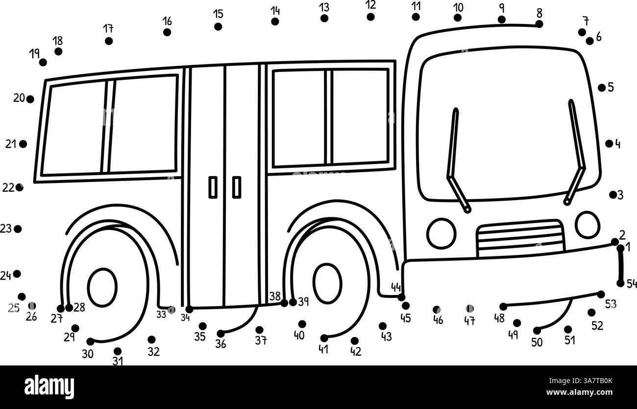 Coloration isolée point à point du véhicule d'autobus public Illustration de Vecteur