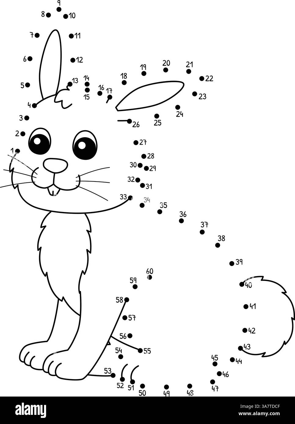 Coloriage point à point lapin isolé animal Illustration de Vecteur