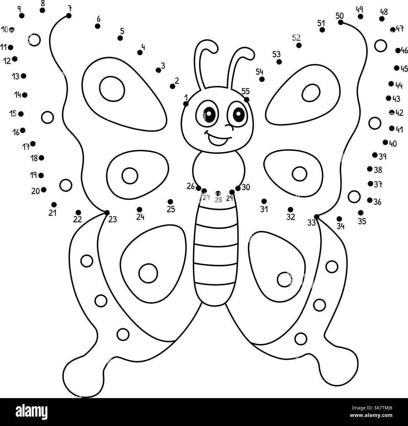 Coloriage isolé animal papillon point à point Illustration de Vecteur